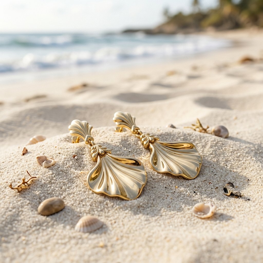 DORÉNA Flowing Shell 18K Drop Earrings