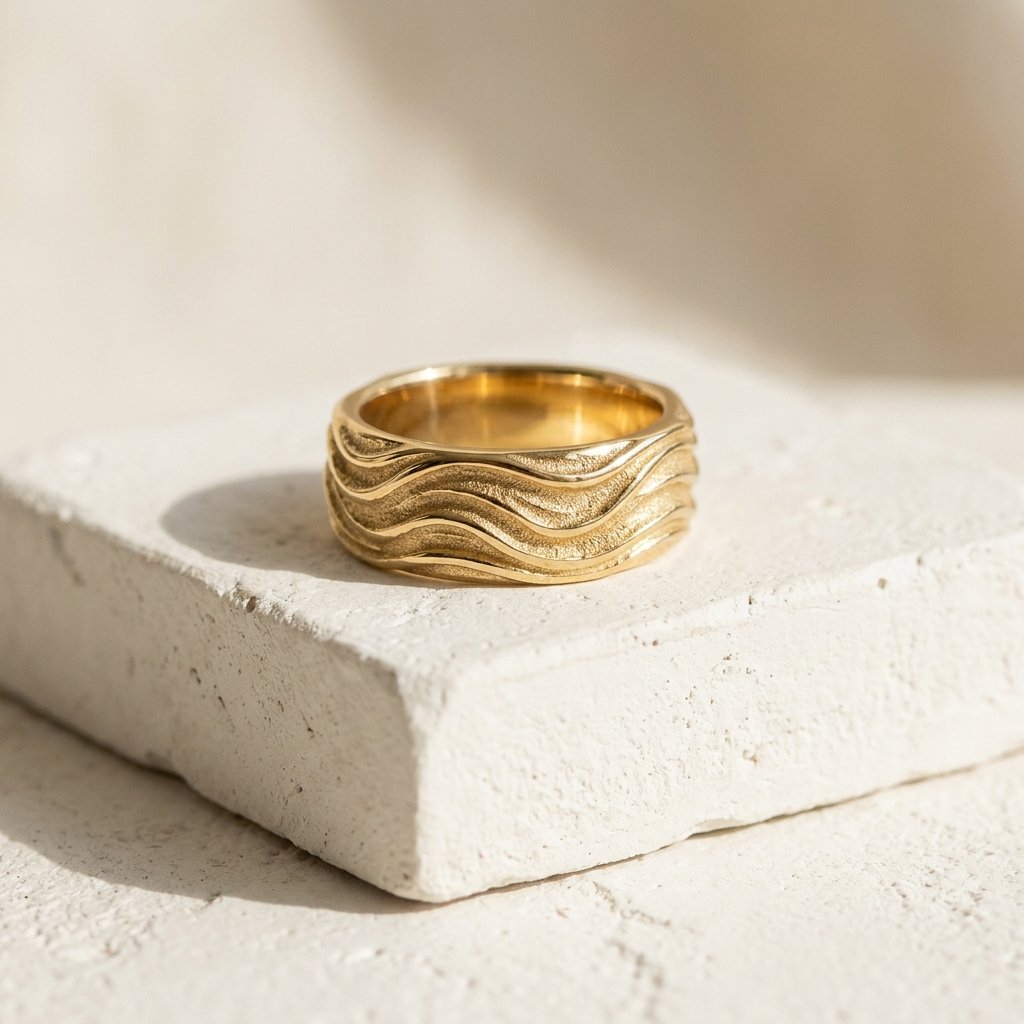 DORÉNA Sculpted Sand Ripple 18K Gold Ring